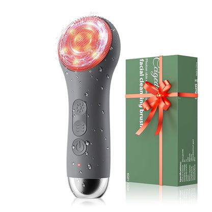 Waterproof Rechargeable Face Cleansing Brush with 4 LED Light Modes & 5-Speed Massage