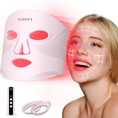 LED Face Mask Light Therapy - 4 Modes Red Light Therapy for Face with 400 LEDs