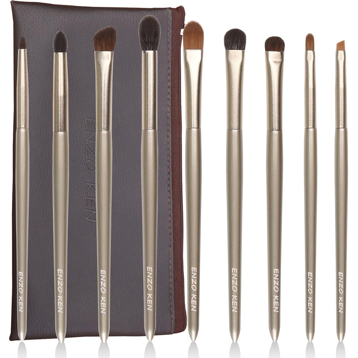 Professional Bamboo Makeup Brush Set with Natural Sable Hair and Travel Case, 7-Piece Kit