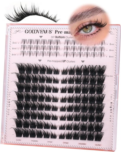 Manga Lash Clusters With Spikes Wispy Eyelash Extensions Fluffy Anime Individual Lashes (D Curve 12-18mm 204pcs)
