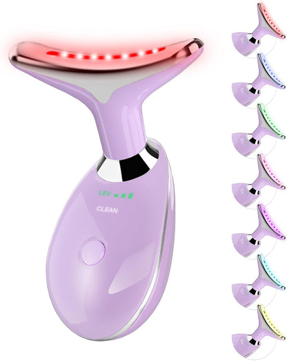 7 Color LED Facial Light Therapy Wand and Neck Massager for Skin Care at Home