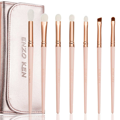 Professional Bamboo Makeup Brush Set with Natural Sable Hair and Travel Case, 7-Piece Kit