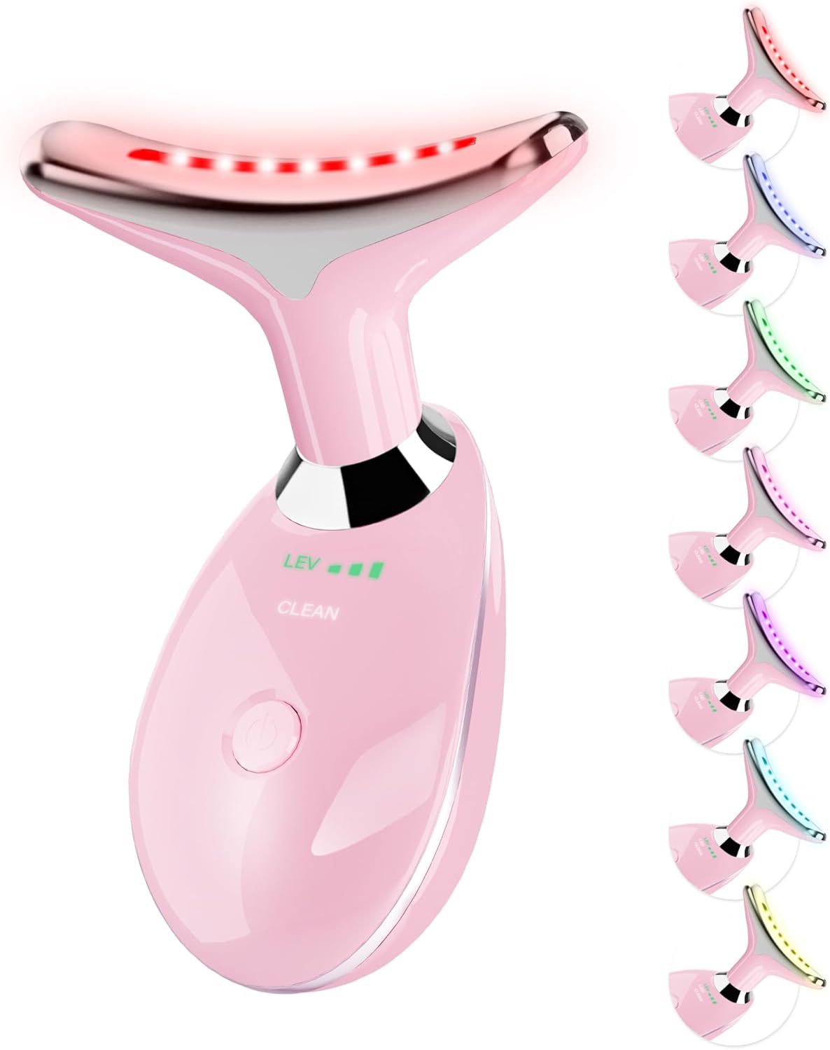 7 Color LED Facial Light Therapy Wand and Neck Massager for Skin Care at Home