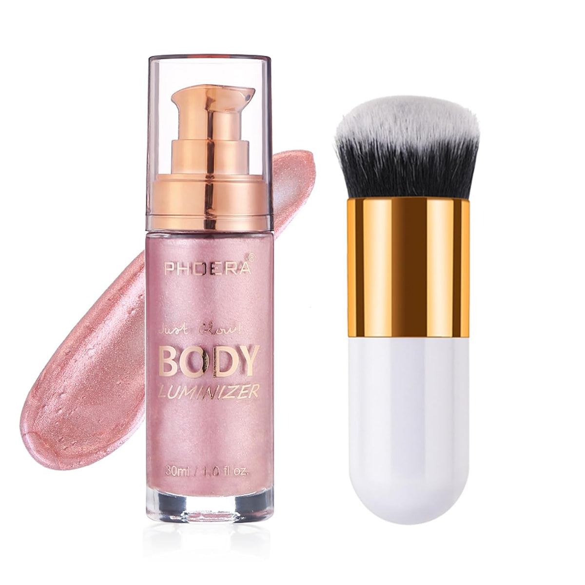 Rose Gold Body Shimmer Oil - Natural Glow Luminizer & Moisturizing Liquid Highlighter, 1oz