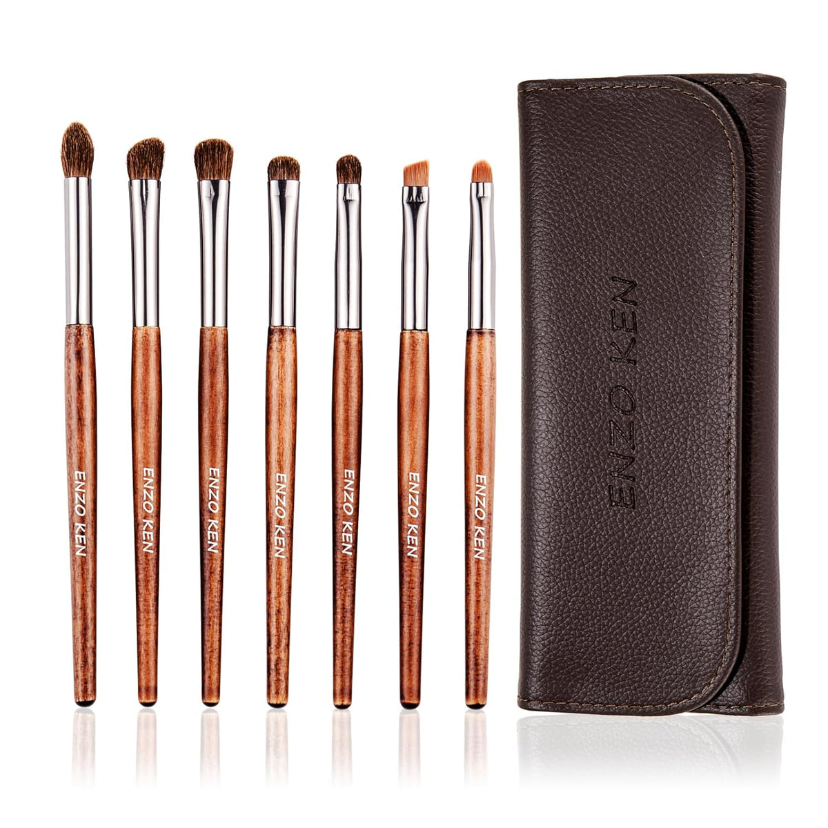 Professional Bamboo Makeup Brush Set with Natural Sable Hair and Travel Case, 7-Piece Kit