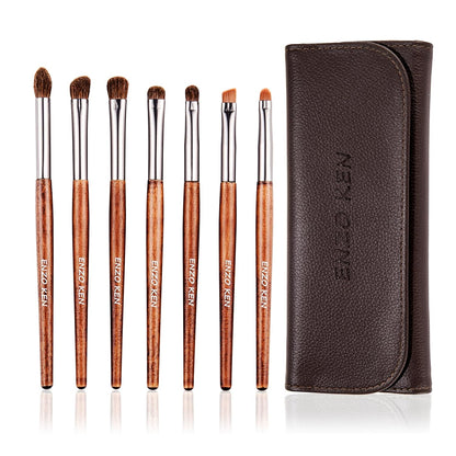 Professional Bamboo Makeup Brush Set with Natural Sable Hair and Travel Case, 7-Piece Kit