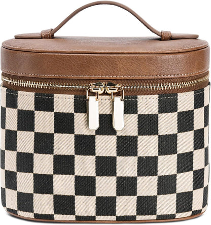 Portable Makeup Bag with Removable Compartments and Handle - Travel Cosmetic Case