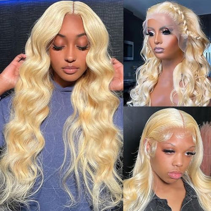613 Blonde 28-Inch Body Wave Human Hair Wig - 13x6 HD Transparent Lace Front