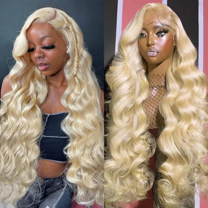 613 Blonde 28-Inch Body Wave Human Hair Wig - 13x6 HD Transparent Lace Front