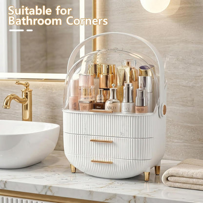 Makeup Organizer Skincare Cosmetic Display Case with Transparent Cover for Vanity and Bathroom