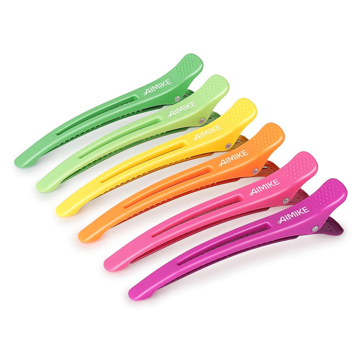 Hair Sectioning Clips with Silicone Band - 6pcs No Crease Duck Billed Clips for Styling and Cutting