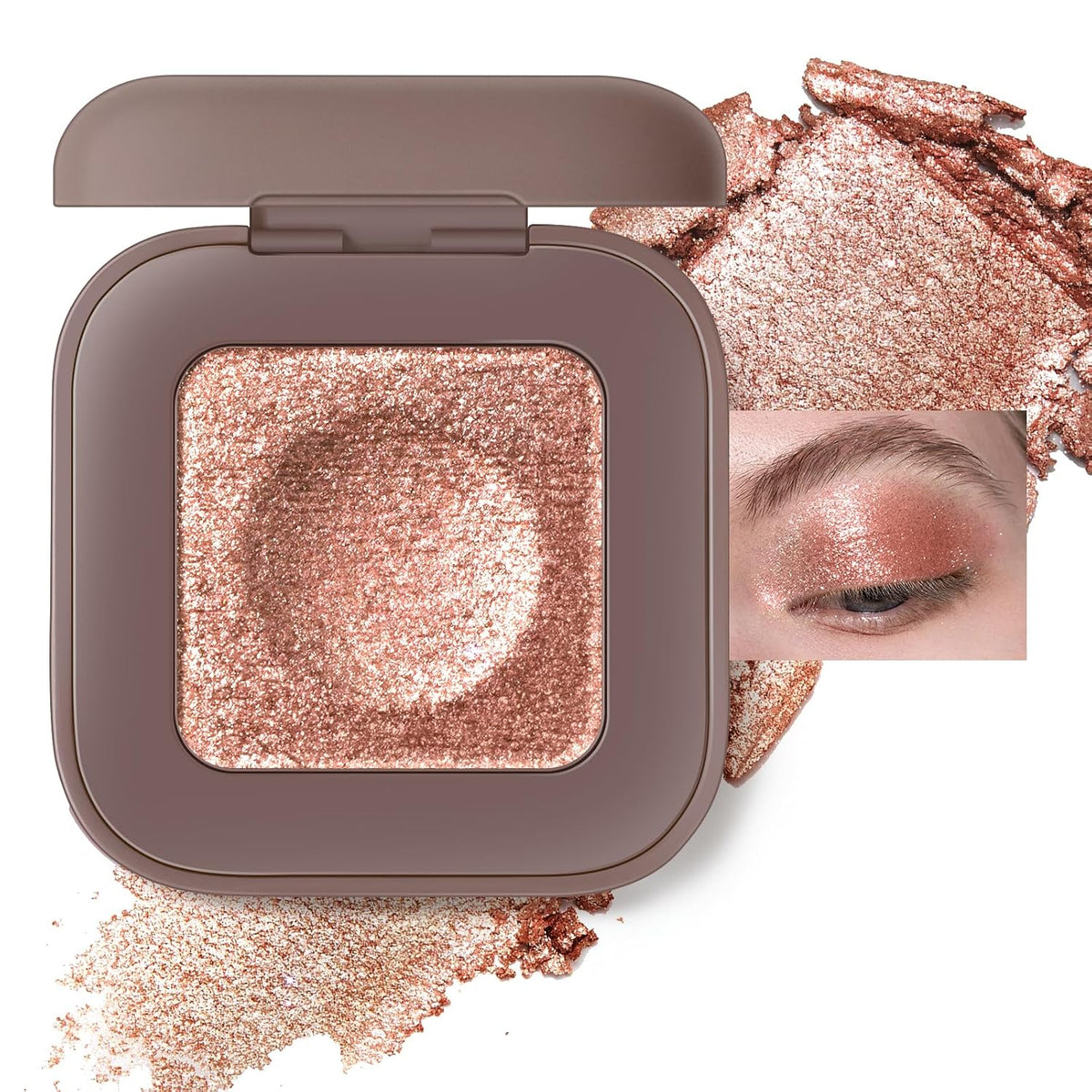 Duochrome Plum Mauve Green Blue Glitter Eyeshadow Palette, Holographic Chameleon Shimmer Metallic Eye Shadow