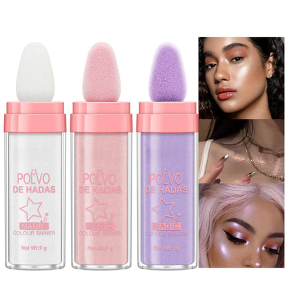 4 Color Fairy Dust Highlight Patting Powder - Full Body Contouring and Pearlescent Shimmer for Face and Eyes