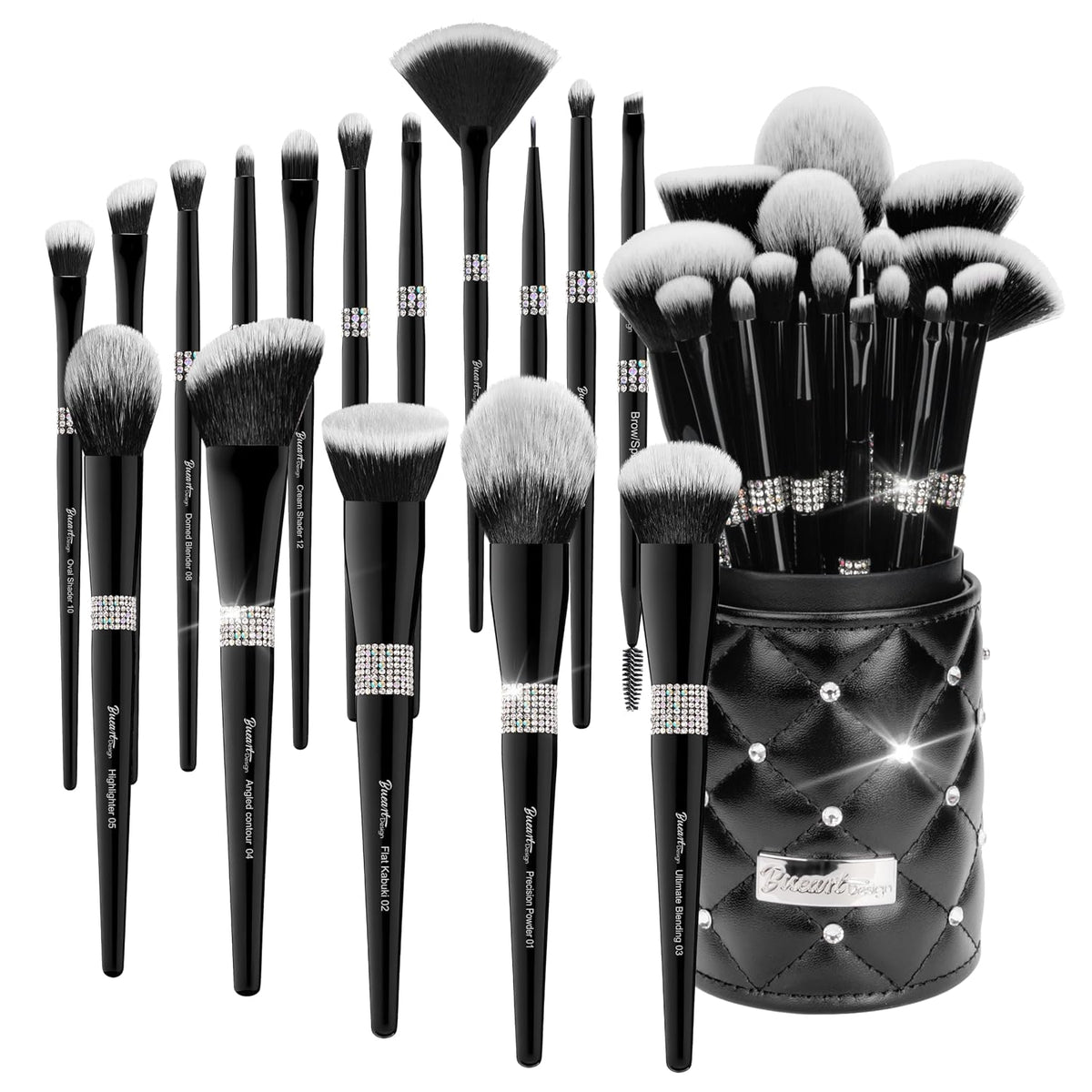 16Pcs Makeup Brushes Set with Elegant Holder Case, Premium Ultra Soft Professional Brushes for Foundation, Blush, Powder, and Eyeshadow