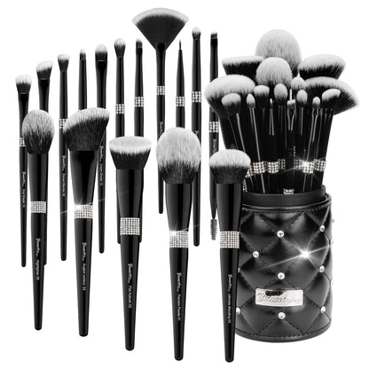 16Pcs Makeup Brushes Set with Elegant Holder Case, Premium Ultra Soft Professional Brushes for Foundation, Blush, Powder, and Eyeshadow