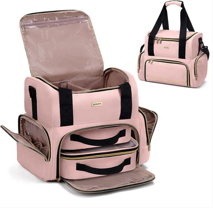 Large Double Layer Travel Makeup Organizer Case with 2 Removable Toiletry Bags