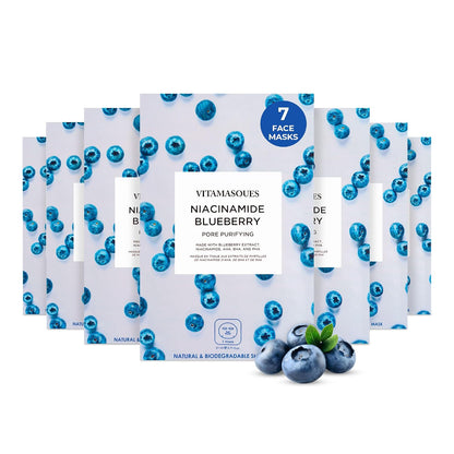 Juicy Collection Triple-Layer Sheet Facial Mask Kit - 7-Pack Korean Skincare for Purifying and Brightening