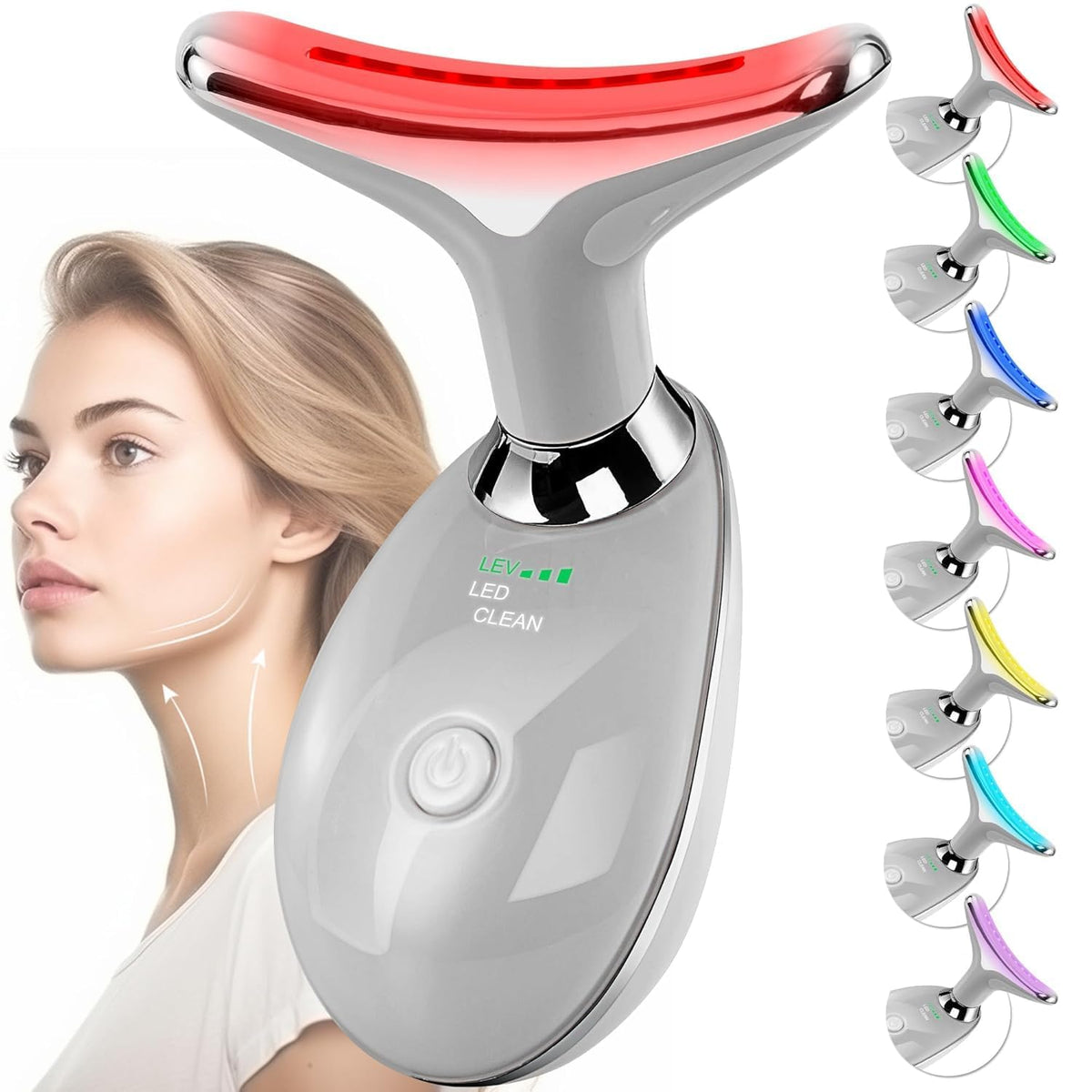 Facial Massager for Face and Neck, 7 Color Light Therapy Sculpting Wand Tool for Women