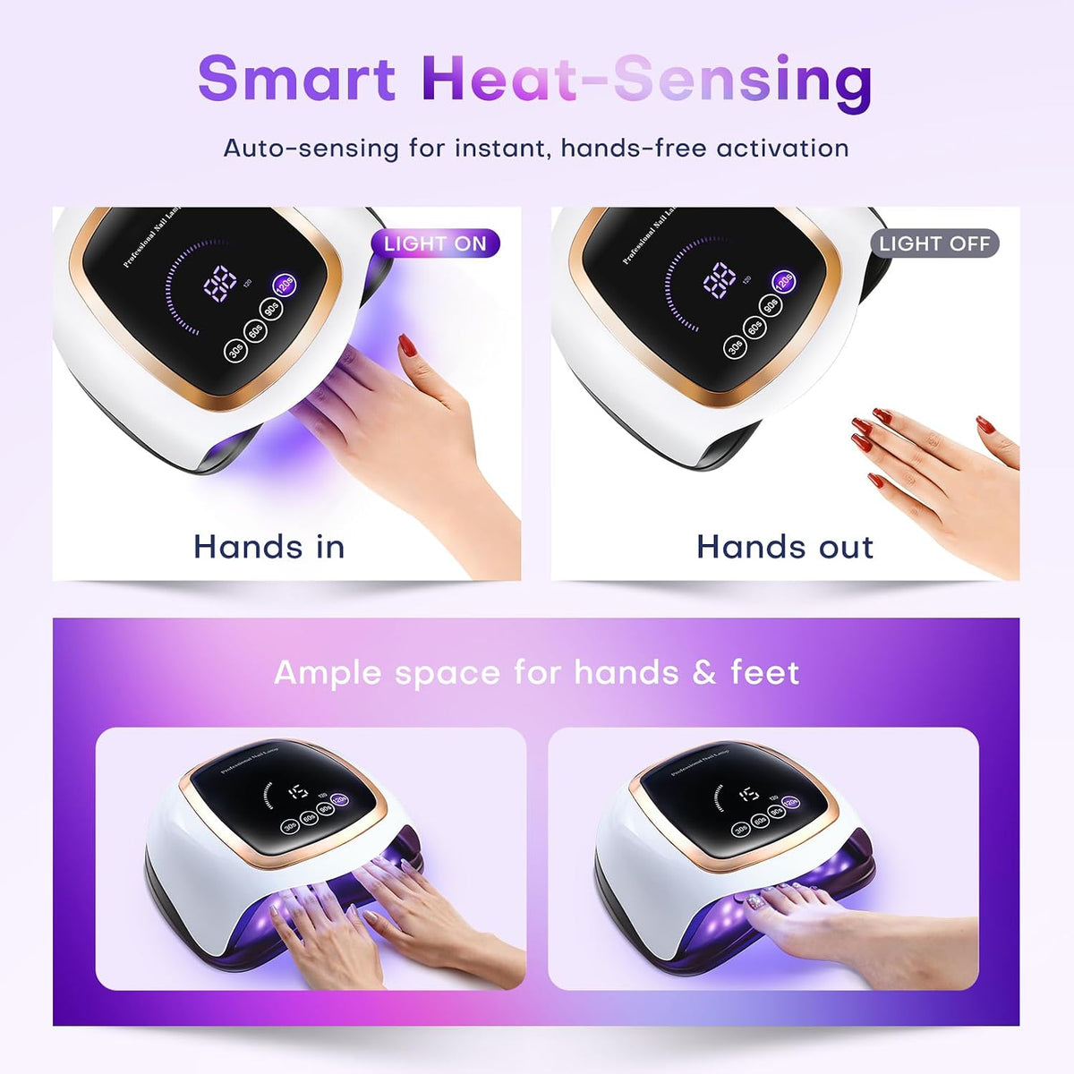 180W UV LED Nail Lamp for Gel Polish, Professional Dryer with 42 Beads and LCD Display