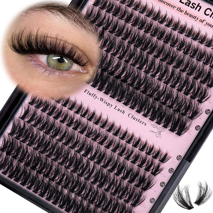 Manga Lash Clusters With Spikes Wispy Eyelash Extensions Fluffy Anime Individual Lashes (D Curve 12-18mm 204pcs)