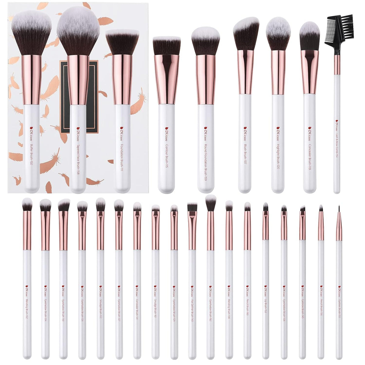 Professional 27Pcs Makeup Brush Set - Premium Synthetic Kabuki Foundation Blending Face Powder Eye Shadow Brushes