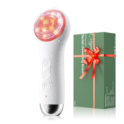Waterproof Rechargeable Face Cleansing Brush with 4 LED Light Modes & 5-Speed Massage