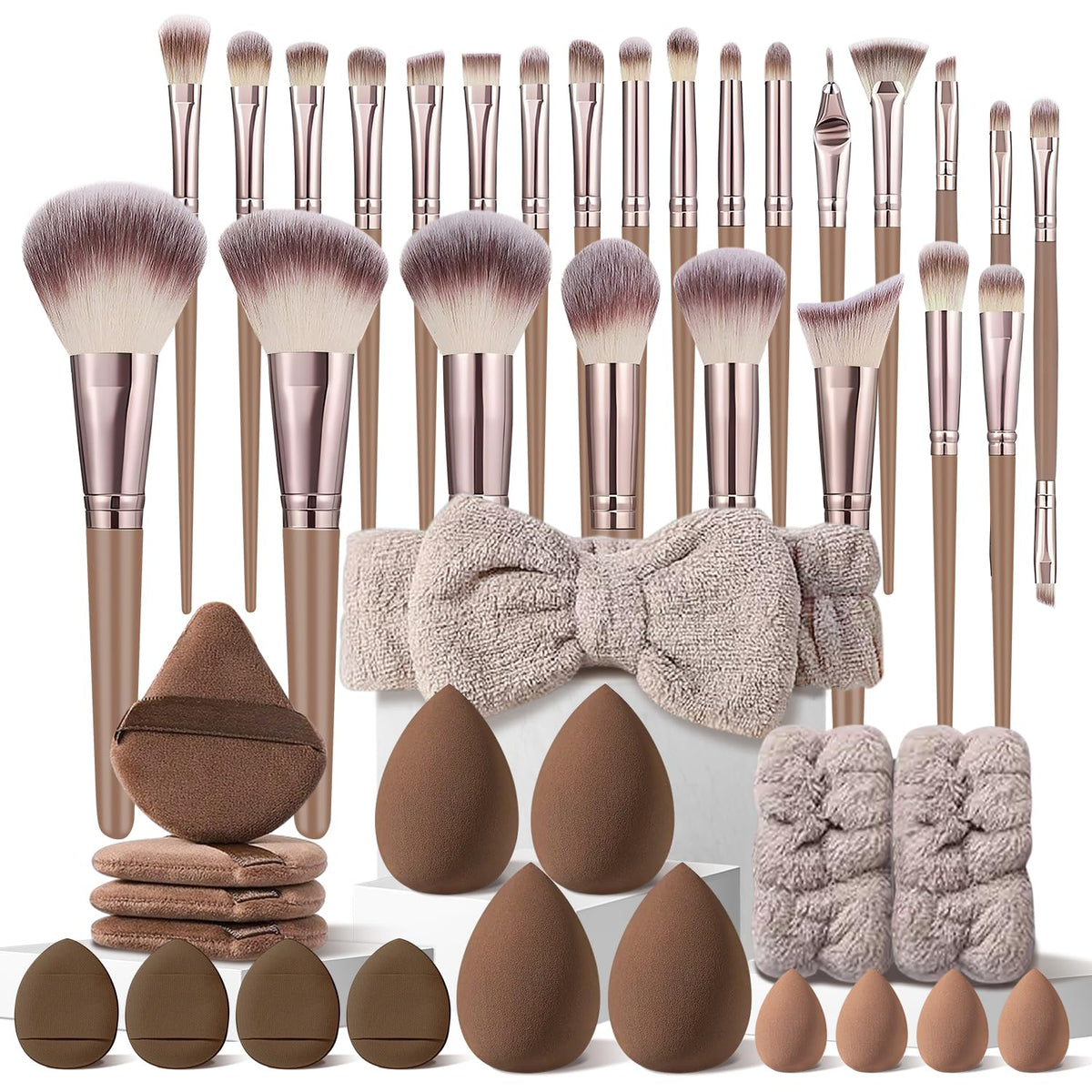 70Pcs Pink Makeup Brushes Set - Professional Multi-functional Kit with Case and Accessories