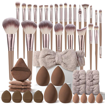 70Pcs Pink Makeup Brushes Set - Professional Multi-functional Kit with Case and Accessories