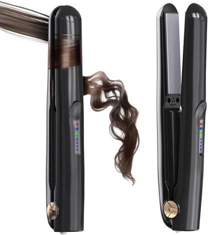 Cordless 2-in-1 Mini Hair Straightener & Curler with Emergency Phone Charger