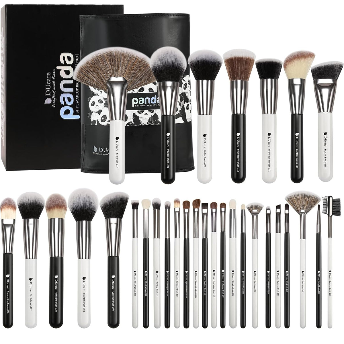 Professional 27Pcs Makeup Brush Set - Premium Synthetic Kabuki Foundation Blending Face Powder Eye Shadow Brushes