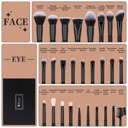 Professional 27Pcs Makeup Brush Set - Premium Synthetic Kabuki Foundation Blending Face Powder Eye Shadow Brushes