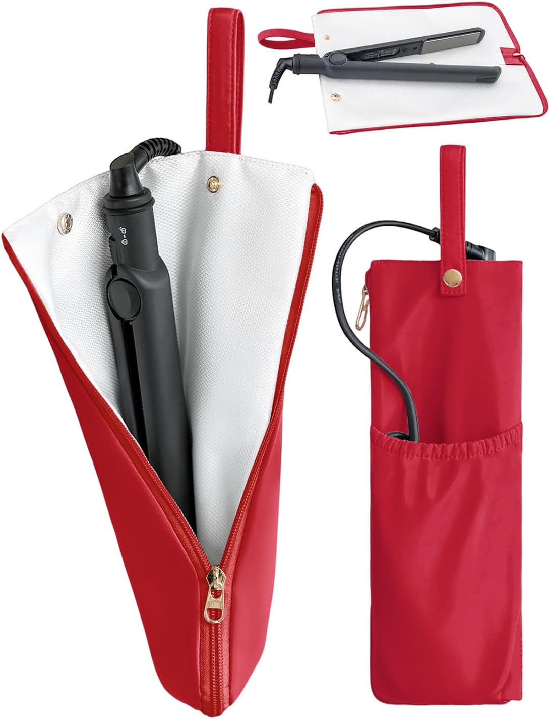 2-in-1 Heat Resistant Mat & Holder for Curling Irons and Flat Irons - Pink Travel Bag