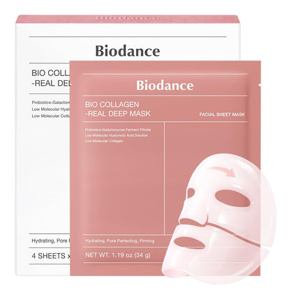 Bio-Collagen Real Deep Mask, Hydrating Overnight Hydrogel Face Mask, Pore Minimizing, 16 Sheets