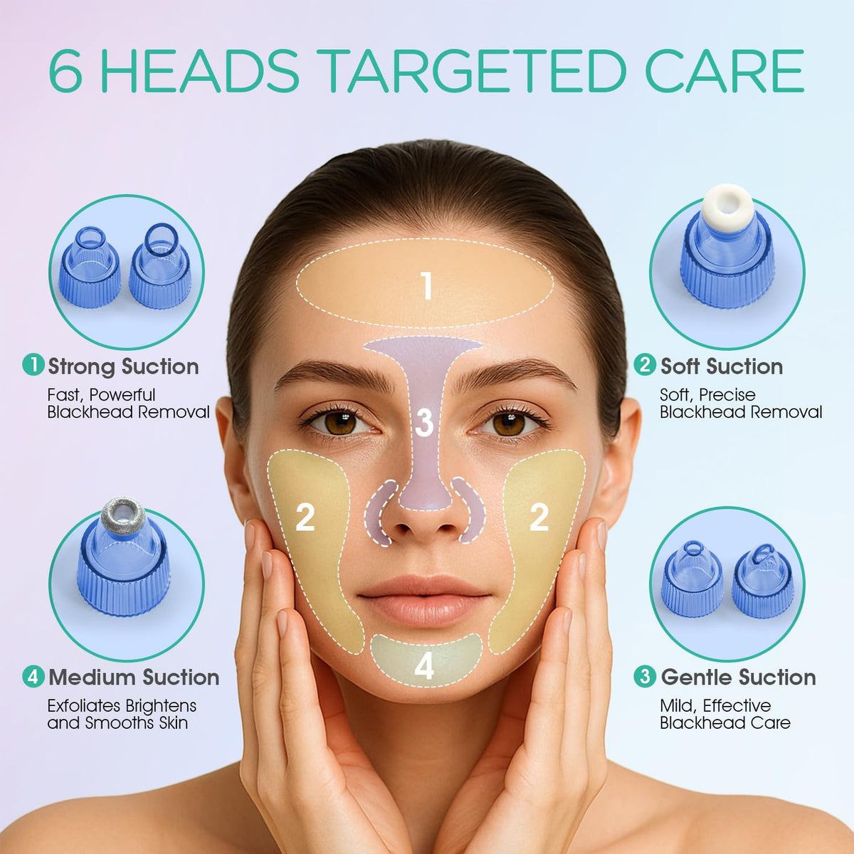 Blackhead Remover Pore Vacuum - Electric Face Cleaner with 6 Suction Heads