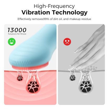 Waterproof Rechargeable Face Cleansing Brush with 4 LED Light Modes & 5-Speed Massage