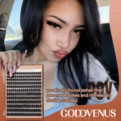 Spiky Manga Lash Clusters - Wispy Anime Eyelash Extensions, D Curve 12-18mm, 204 Pcs