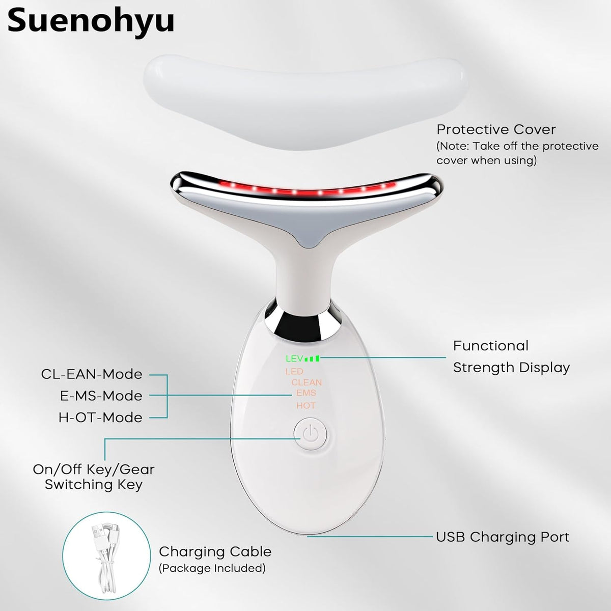 7 Color LED Facial Light Therapy Wand and Neck Massager for Skin Care at Home