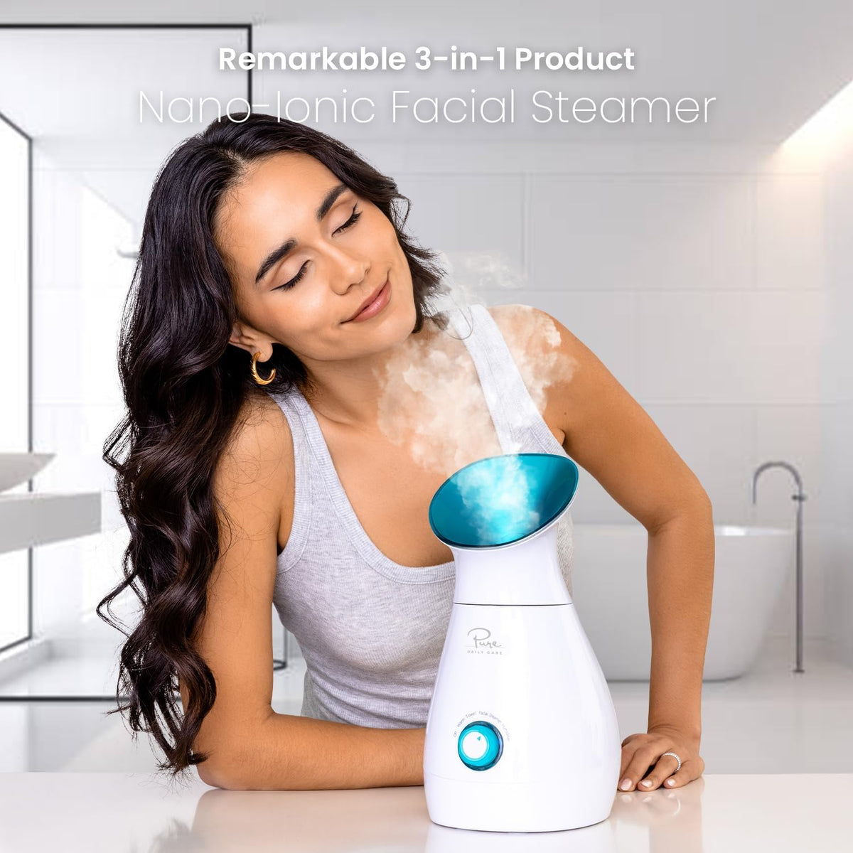 3-in-1 Nano Ionic Facial Steamer with Precise Temp Control and 5-Piece Skin Kit - Teal