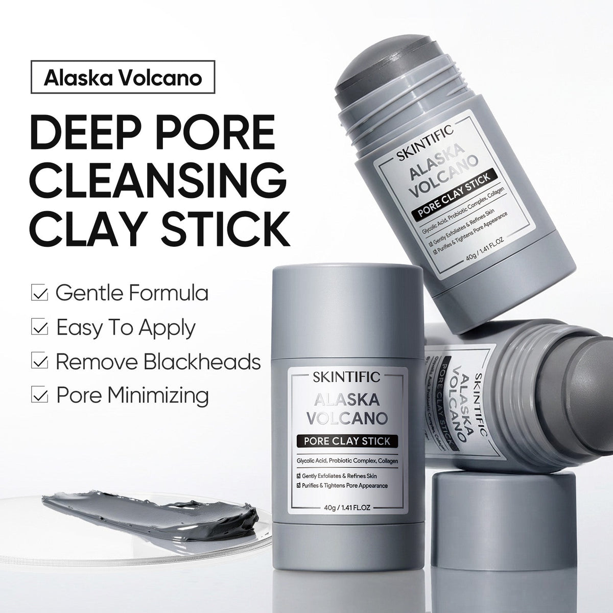 Alaska Volcano Pore Clay Stick Mask - Deep Cleansing & Blackhead Removal for Oily Skin