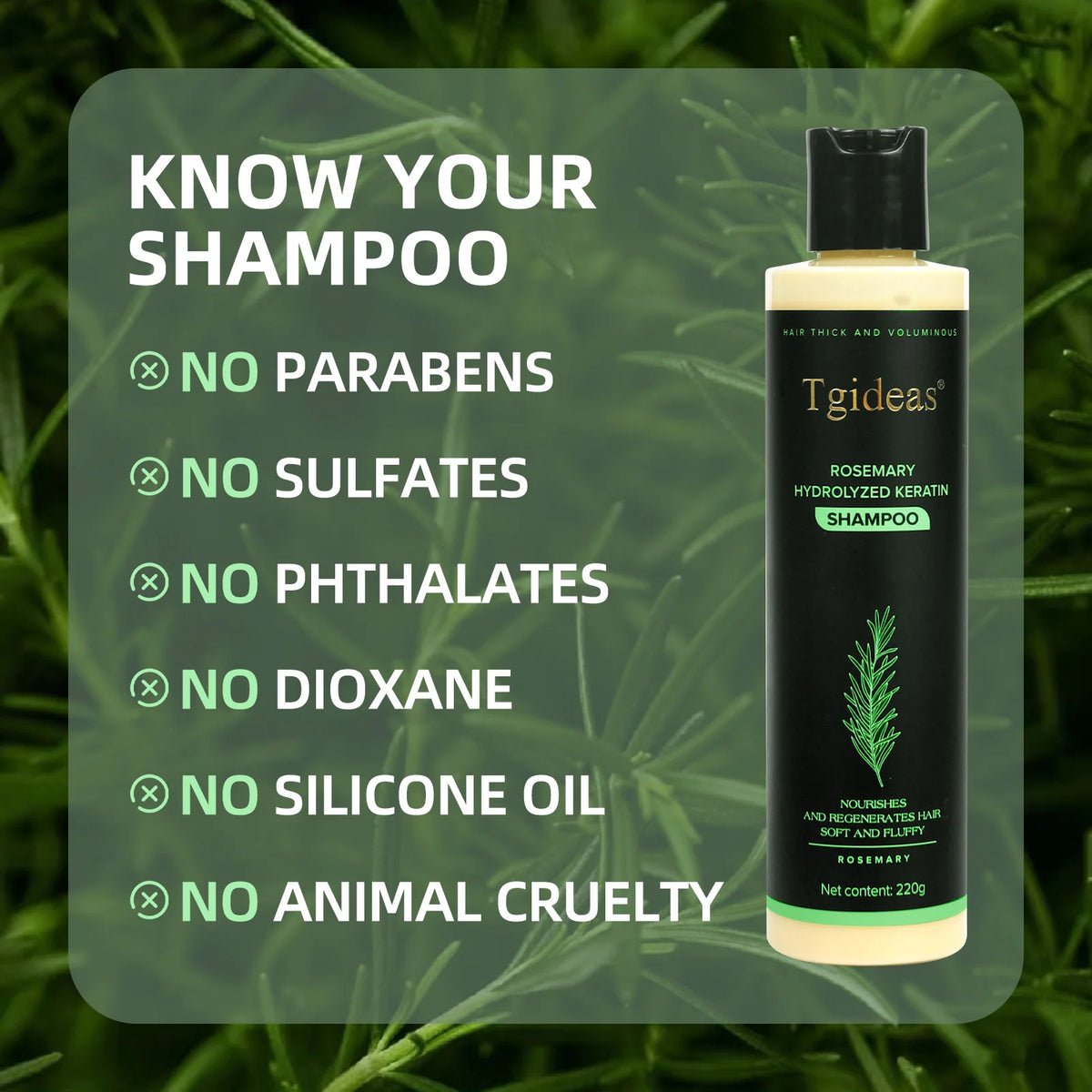 Rosemary Shampoo for Hair Growth and Anti-Dandruff Scalp Treatment - Natural Nourishing Formula