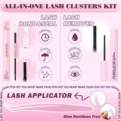Lash Clusters Kit Wispy Natural DIY Eyelash Extensions 10-16mm 300pcs C Curl Individual Eyelashes