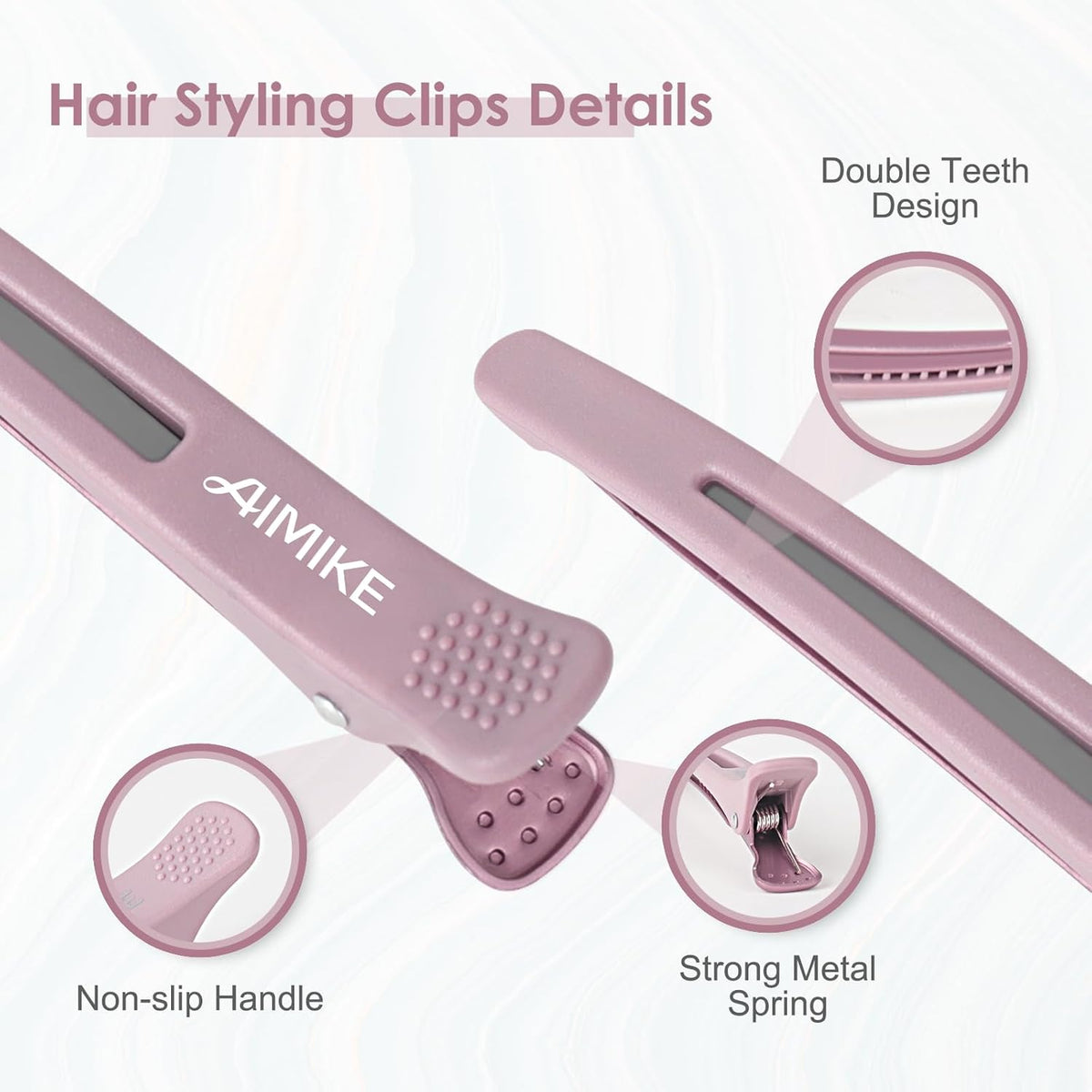 Hair Sectioning Clips with Silicone Band - 6pcs No Crease Duck Billed Clips for Styling and Cutting