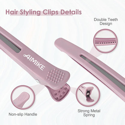 Hair Sectioning Clips with Silicone Band - 6pcs No Crease Duck Billed Clips for Styling and Cutting