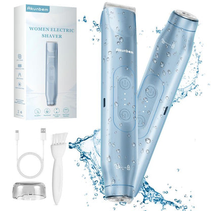 2-in-1 Electric Bikini Trimmer and Shaver for Women, IPX7 Waterproof Rechargeable Razor