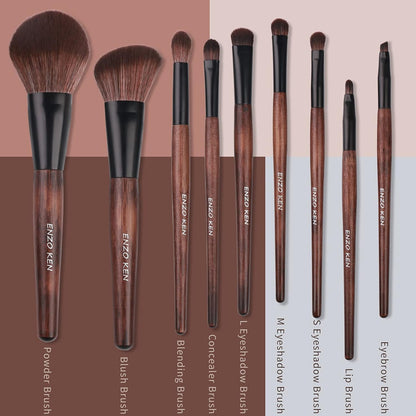 Professional Bamboo Makeup Brush Set with Natural Sable Hair and Travel Case, 7-Piece Kit