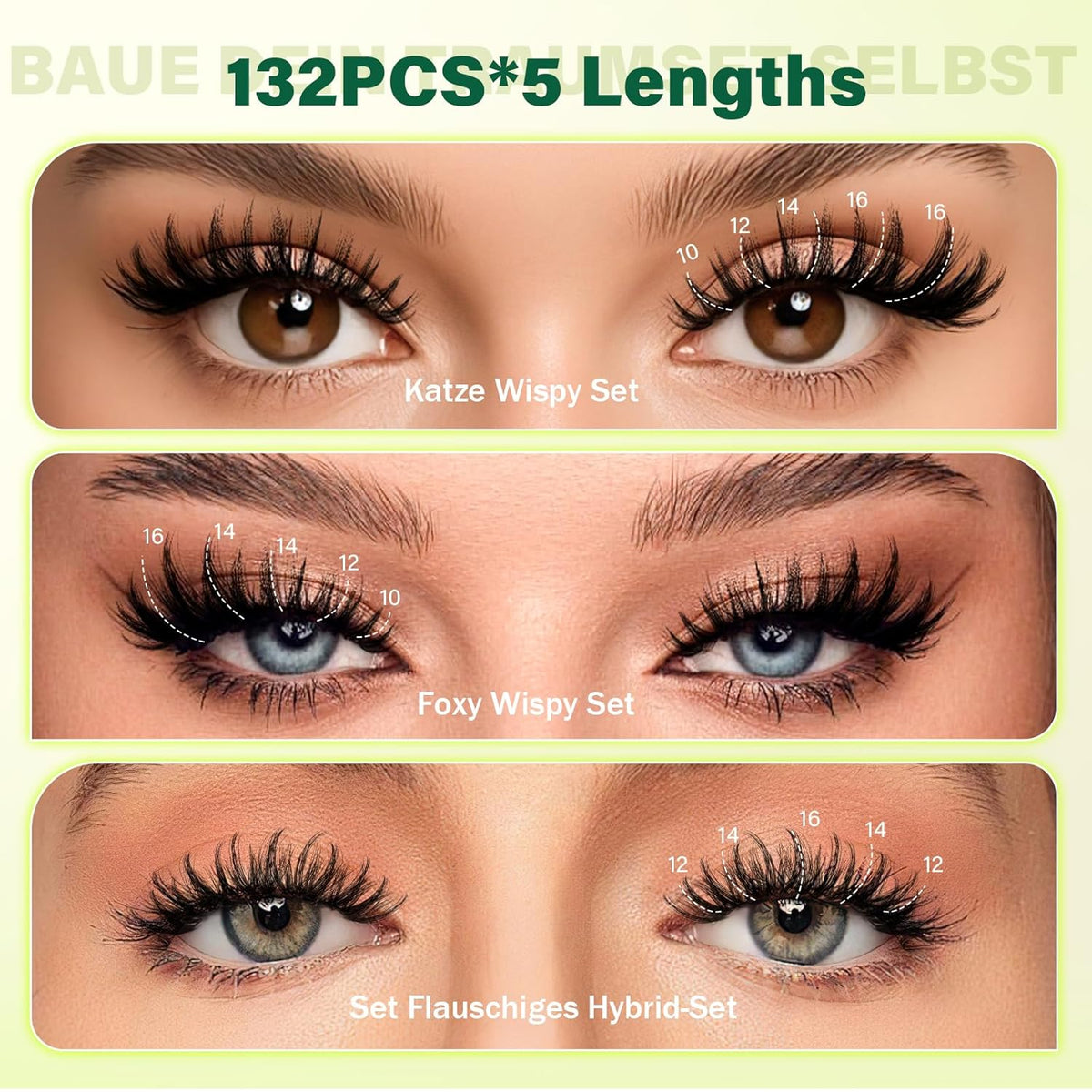Flora Lash Clusters Kit - 132pcs D Curl Natural Extension Set with Bond, Seal, and Remover