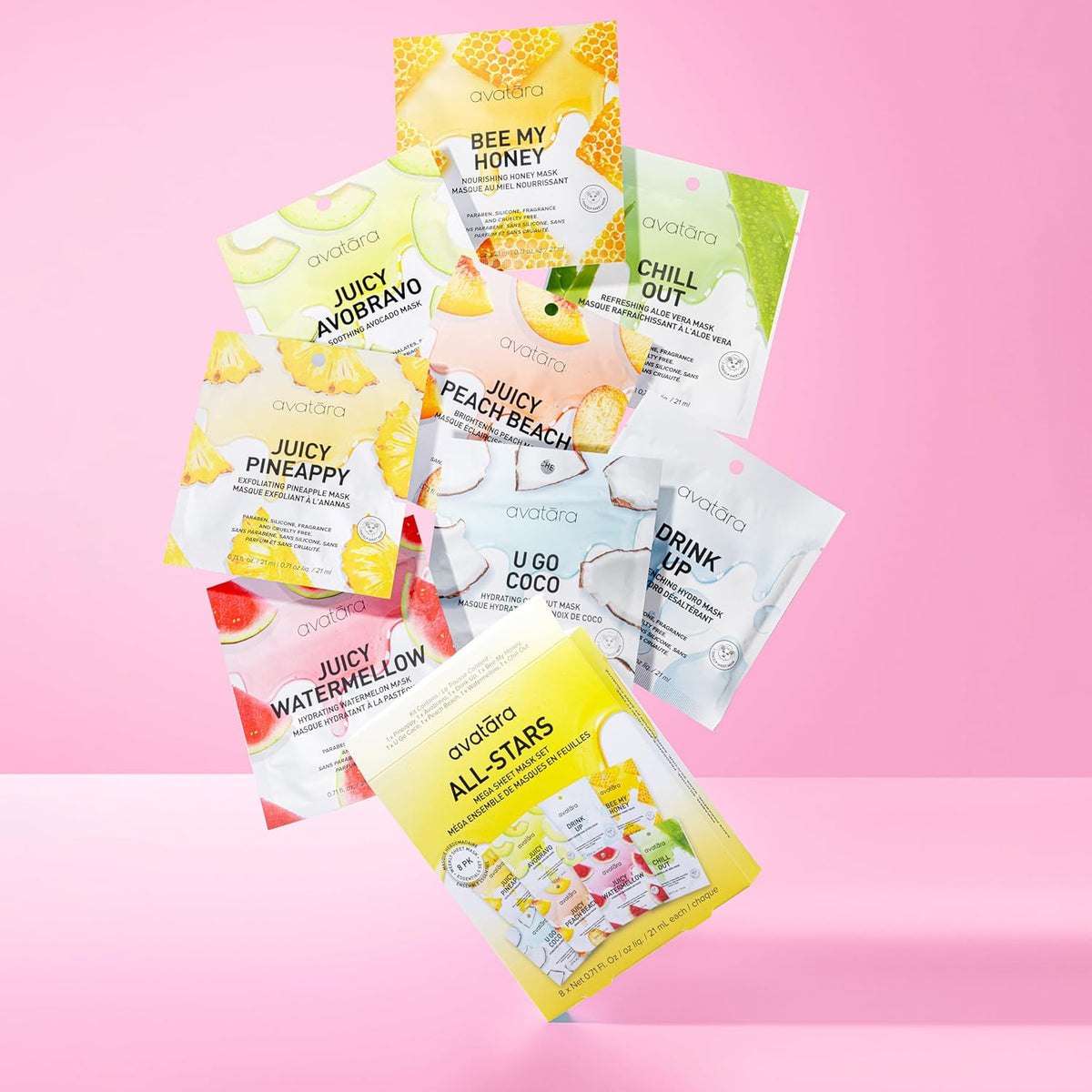 All-Stars 8-Pack Facial Sheet Mask Variety Set | Clean K-Beauty for Sensitive Skin