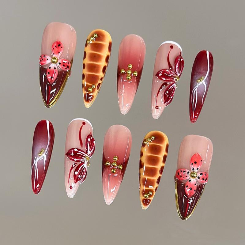 Autumn Spice Collection - 100% Handcrafted 3D Press-On Nails, Reusable Salon-Quality Gel Luxury