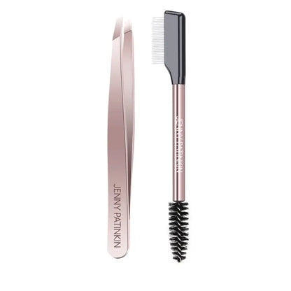 Lashes and Brows Touch Up Tool Set - Precision Stainless Steel Tweezers and Dual-Ended Comb