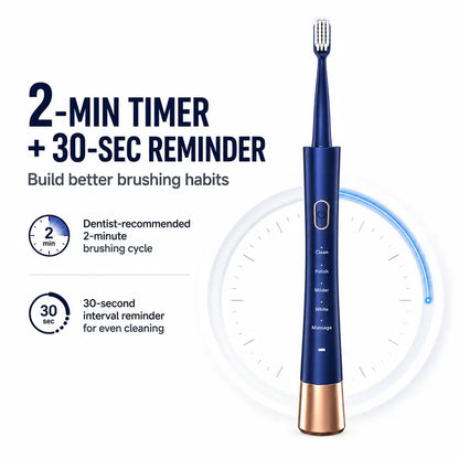 Adults' Type-C Rechargeable Electric Toothbrush with 8 Brush Heads, 5 Modes & Timer